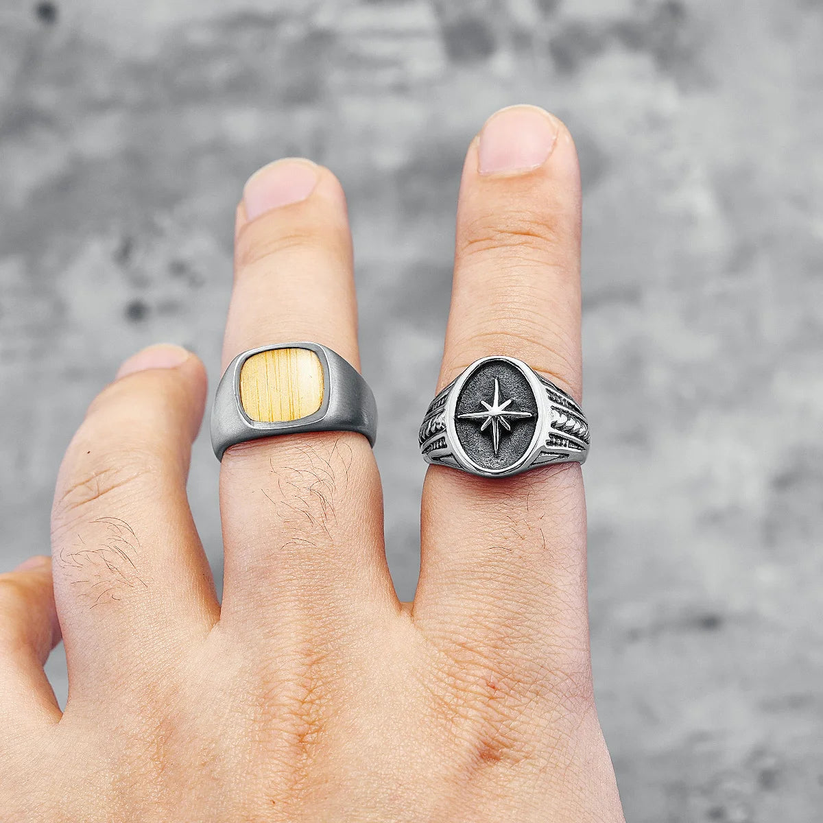 316L Stainless Steel Rings North Star Shining Fashion Men Cool Ring for Friend Rider Biker Jewelry Unique Best Gift