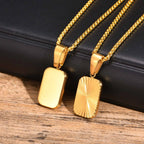Sunburst Square Pendant Necklace — Stainless Steel