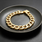 Gold Cuban Curb Link Chain Bangle Bracelet — Stainless Steel