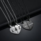 Sifisrri 1 Pair Personalized Engrave Name Half Heart Pendant Necklace for Women Men Stainless Steel Valentine's Day Jewelry Gift