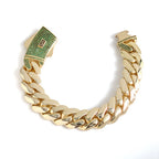 Gold Cuban Bracelet Iced Out 14K 12/15MM Monaco