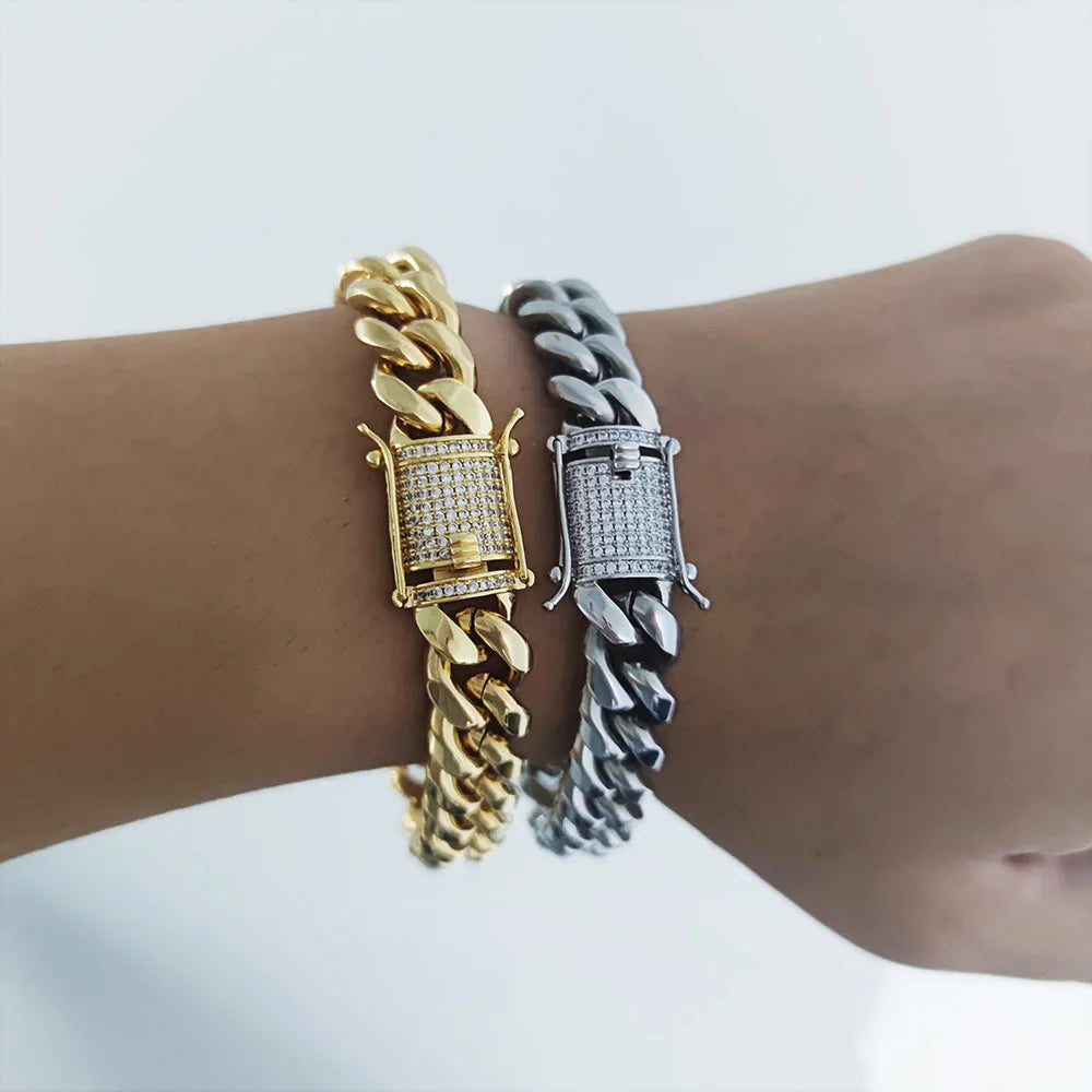 Iced Out Cuban Bracelet Stainless Steel Miami