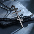 Vintage Orthodox Cross Pendant Men Necklace Christian Symbol Stainless Steel Byzantine Cross Jewelry