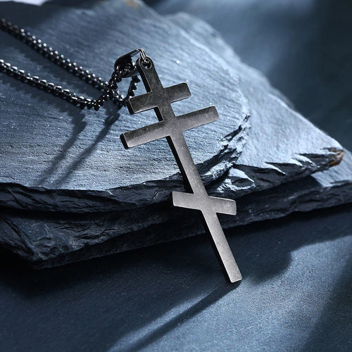 Cross Byzantine Pendant Necklace — Stainless Steel