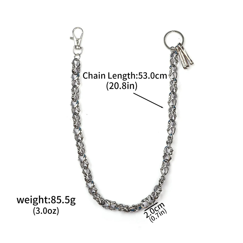 Dark Punk Skull Motorcycle Waist Trouser Chain