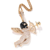 Angel Arrow Stainless Steel Pendant 12MM — Masked CZ