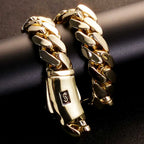Gold Cuban Bracelet 20MM Monaco Smooth Lock