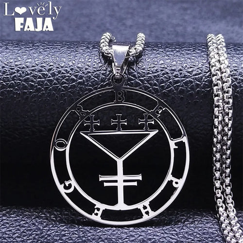 Belphegor Seal Round Pendant Necklace — Stainless Steel