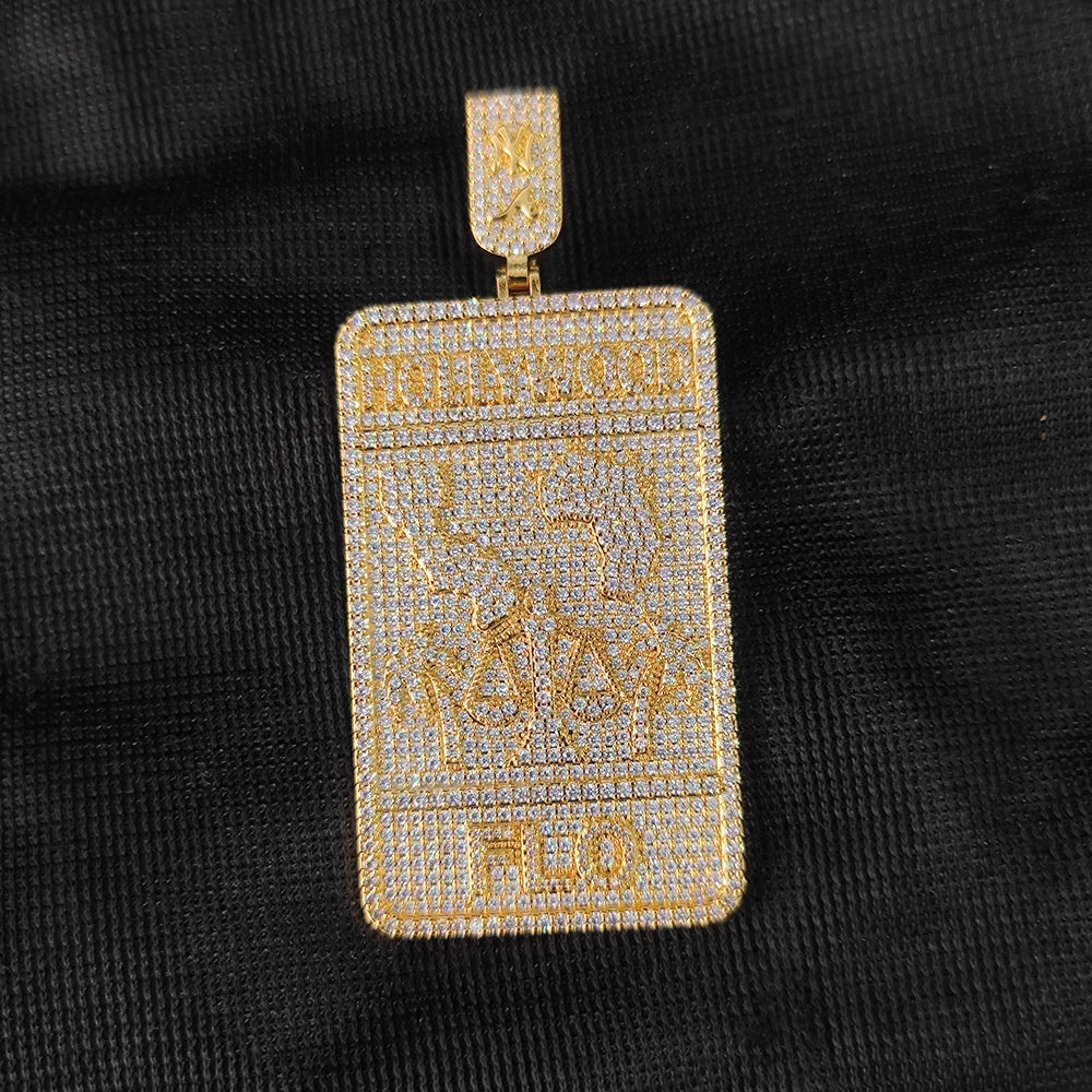 Iced Out Logo Tag Pendant Necklace
