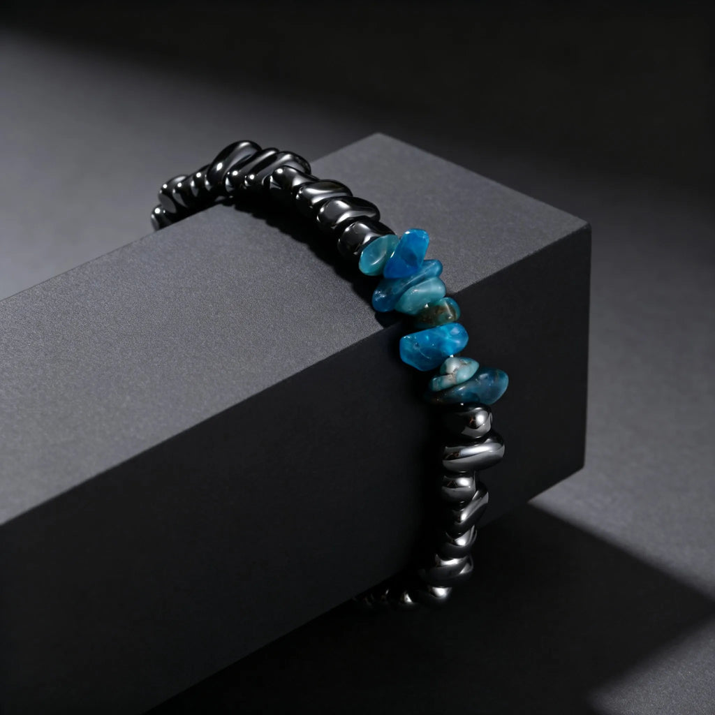 Irregular Black Stone Bracelet for Men — Stainless Steel