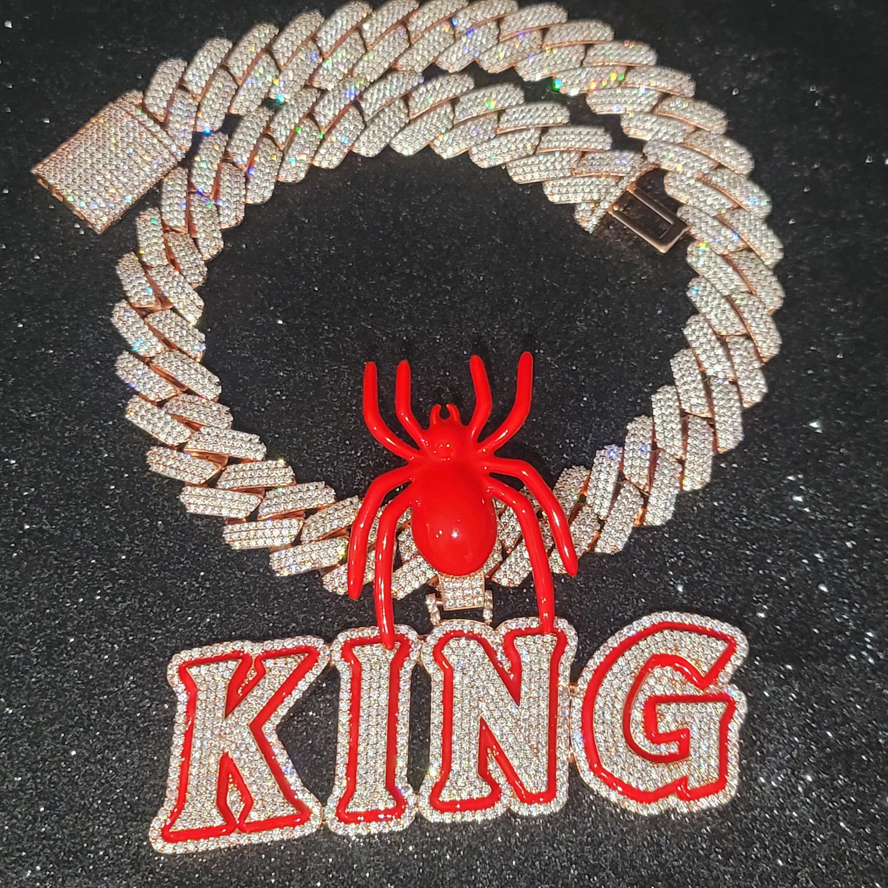 Custom Personalized Spider Clasp Name Pendant With 20MM Cuban Chain New Two-Color Letter Necklace Engraved Word On A Sturdy Back
