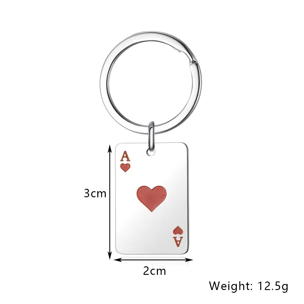 Punk Poker Card Pendant Necklace Full Crystal Playing Cards Red Black Hearts Spades ACE Charm Fashion Jewelry For Women Men