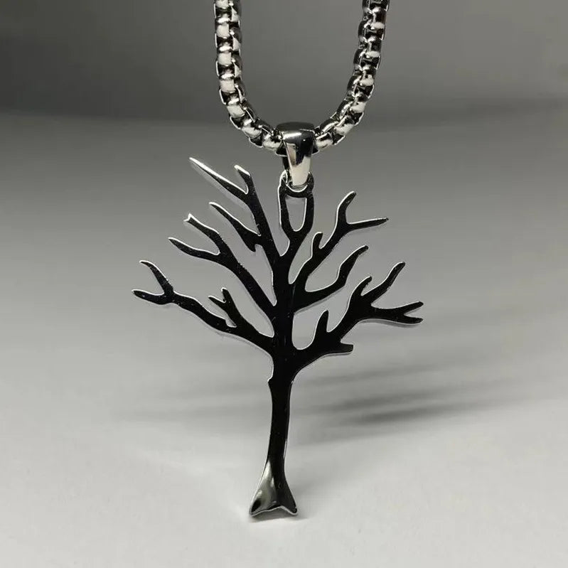Titanium Steel Tree of Life Pendant Necklace Hip Hop Style High Quality Stainless Steel Jewelry for Men and Women