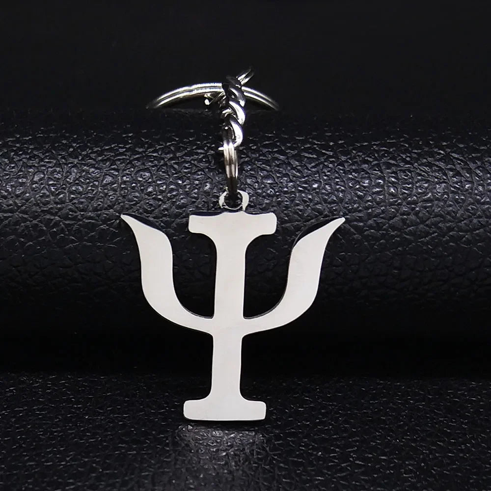 Greek Letter Silver Keychain — Stainless Steel