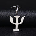 Greek Letter Silver Keychain — Stainless Steel