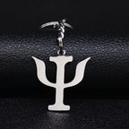Greek Letter Silver Keychain — Stainless Steel