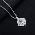 Iced Out Compass Pendant — 14K Gold