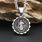 Cross Saint Benedict Steel Pendant Vintage Catholic