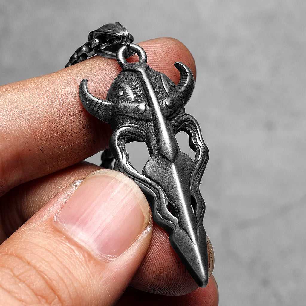Viking Mask Men Necklaces With Pendant Stainless Steel Jewelry For Male Women Crow Helmet Punk  Accessories Gifts Wholesale