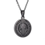 Hip Hop Iced Out San Benito San Benito Holy Medal Pendant Jesus Necklace Religious Amulet Jewelry for Men and Women