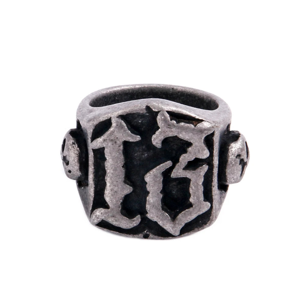 Skull Number Ring — 316L Stainless Steel