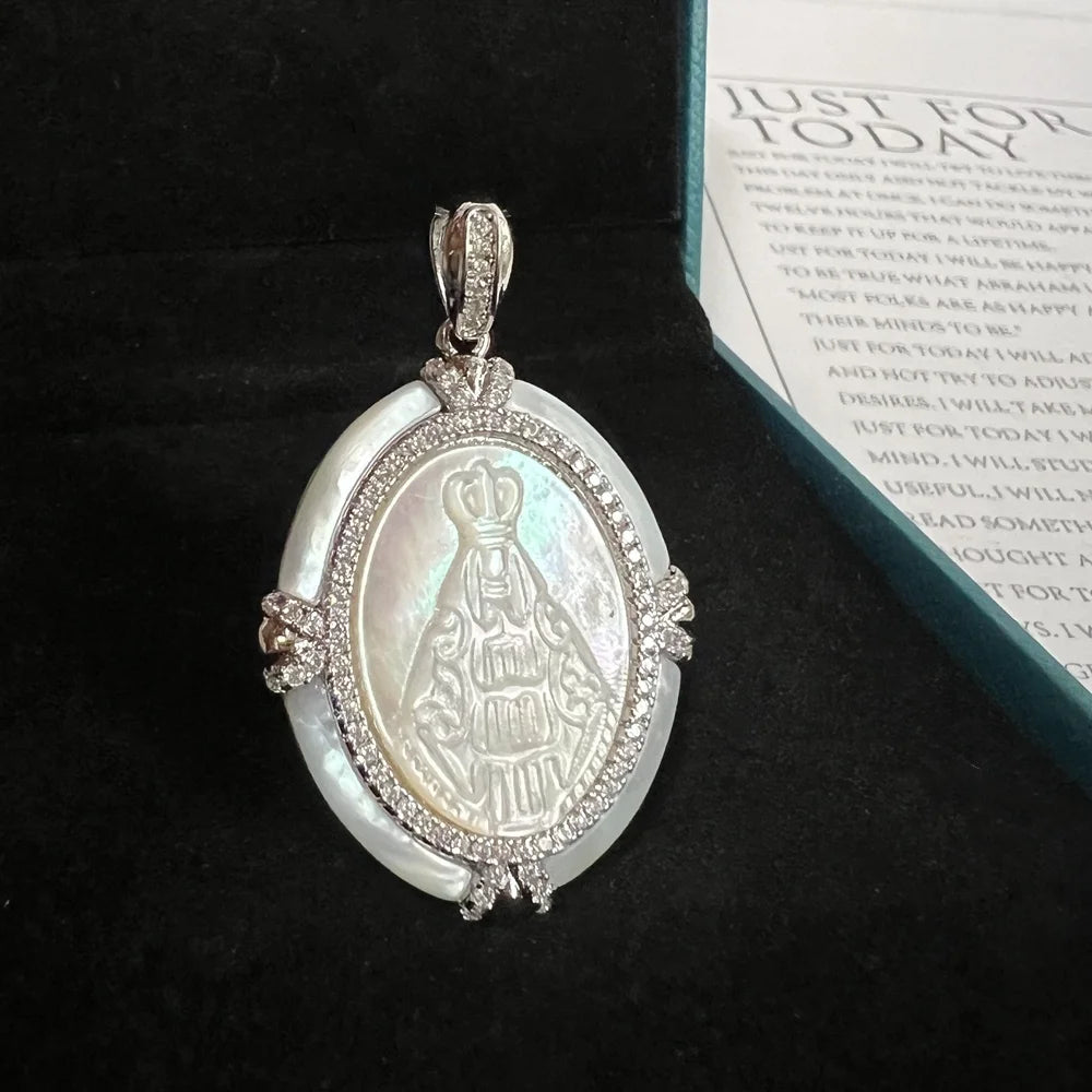 Virgin Mary Silver Pendant Necklace