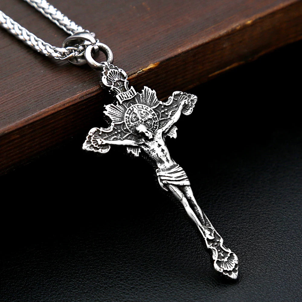 Jesus Cross Stainless Steel Pendant Necklace