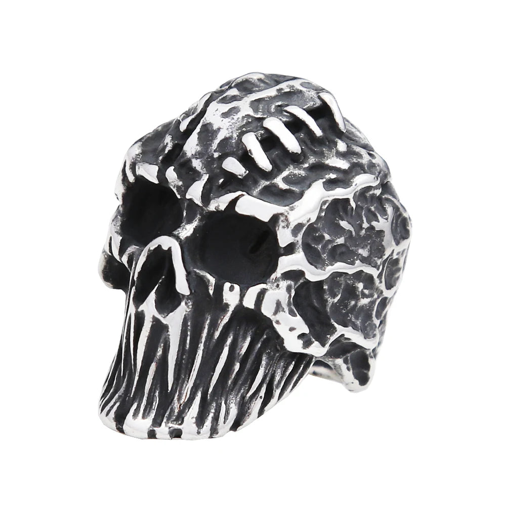 Fashion Punk Vintage Skull Ring Stainless Steel Gothic Biker Ring For Men Women Unique Viking Amulet Jewelry Gift