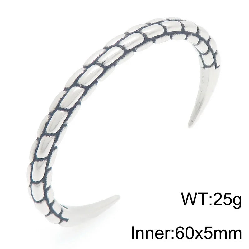 Retro Men Open Bangle for Man Stainless Steel Men's Braided Chain Style Cuff Bracelets Cool Birthday Jewelry Gifts for