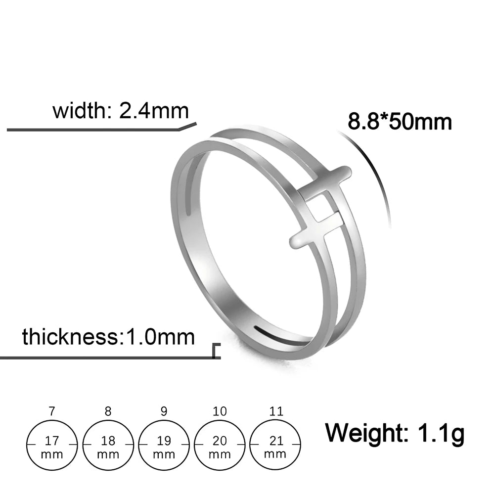 Gothic Wedding Cross Ring — Stainless Steel