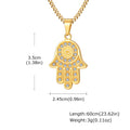 The Hand of Fatima Zircon Necklace for Men,Gold Color Evil Eye Stainless Steel Pendant,Turkish Jewelry Gift
