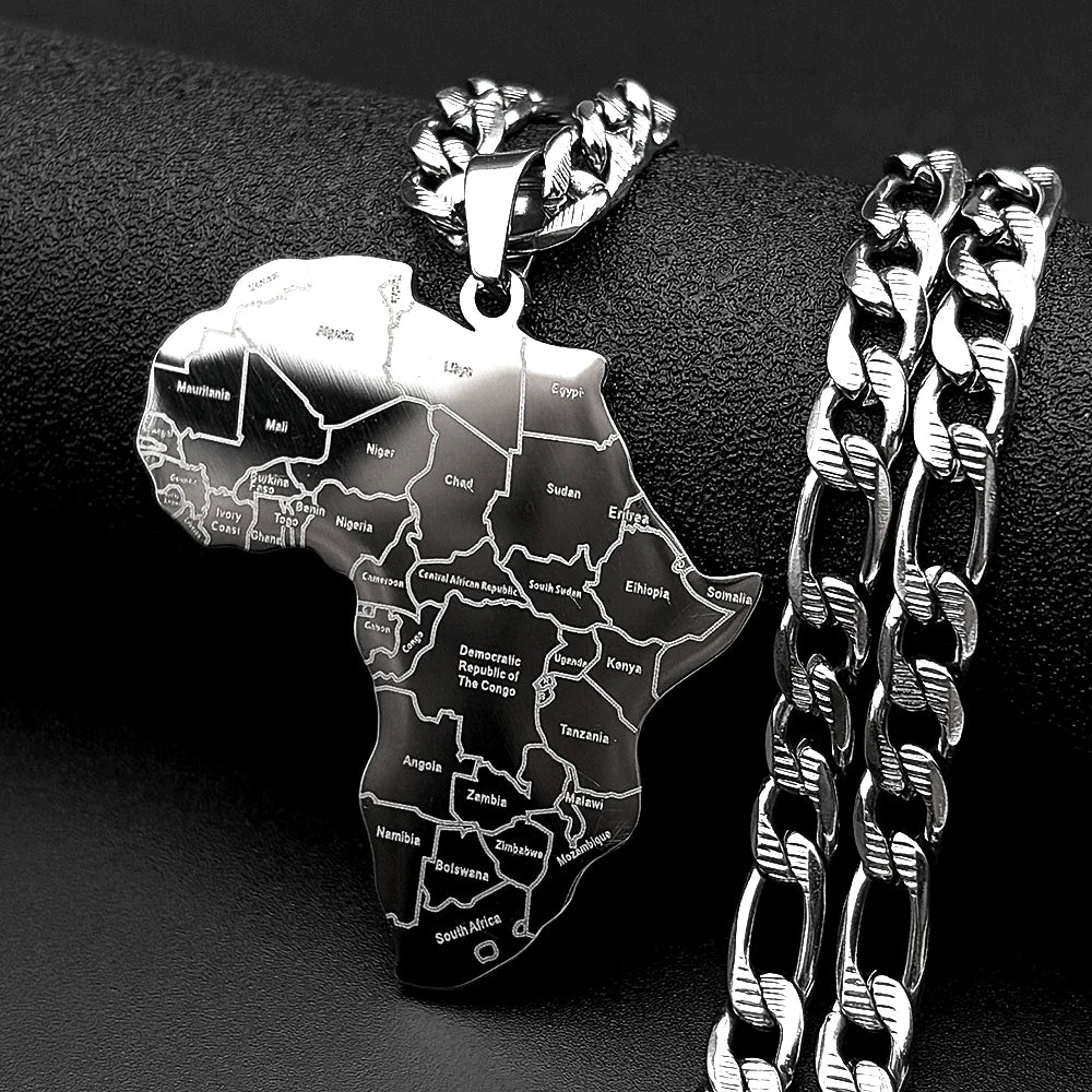 Africa Map Pendant Necklace — Gold-Tone