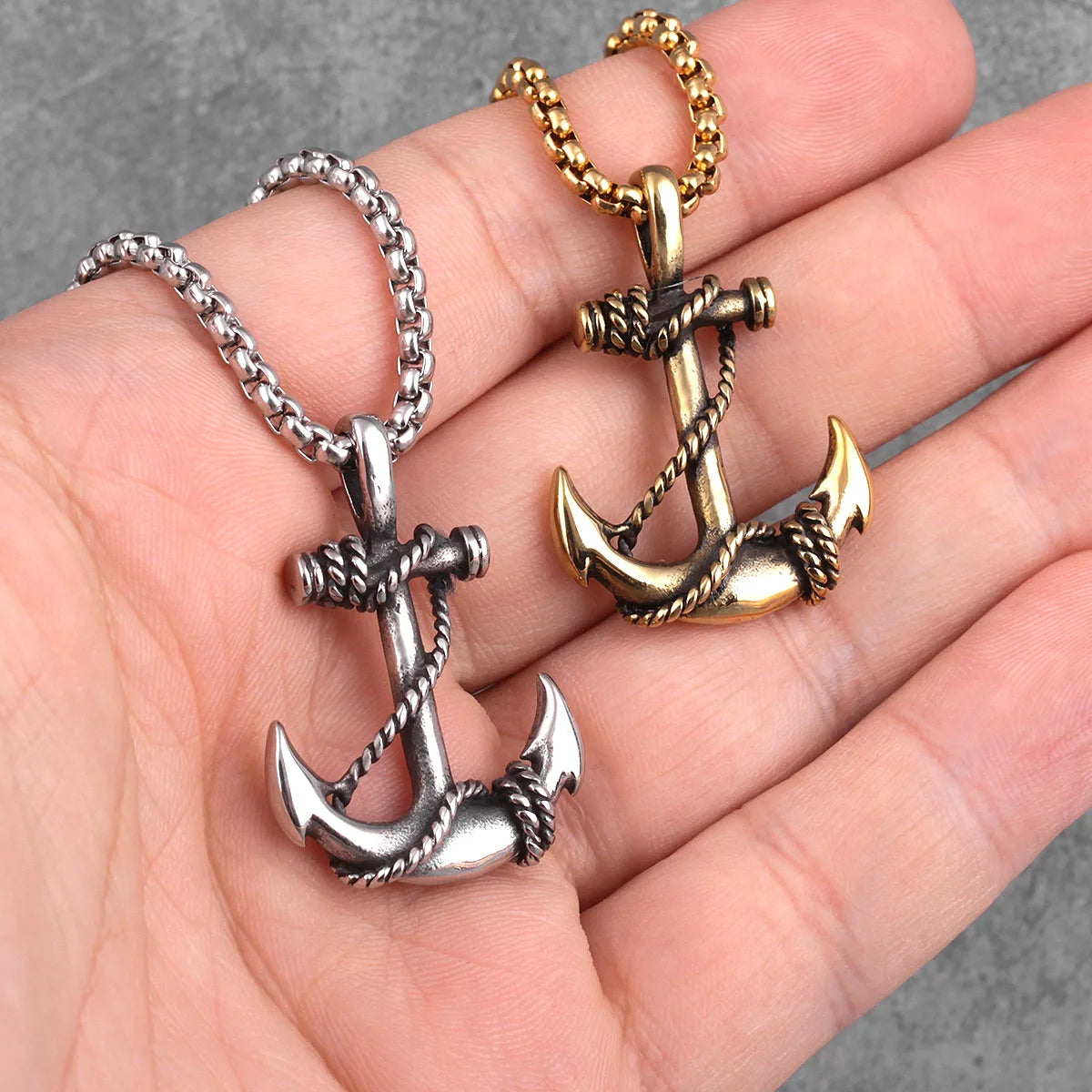 Anchor Sailor Pendant Necklace — Stainless Steel