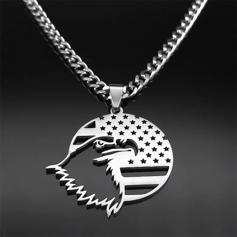 American Eagle Flag Pendant — Stainless