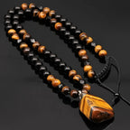 Black Tiger Eye Beaded Pendant Necklace