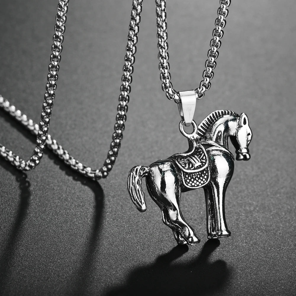 Punk Bull Buffalo Skull Pendant Necklace For Cool Men Women Stainless Steel Long Chain Necklace Party Gift Hip Hop Jewelry