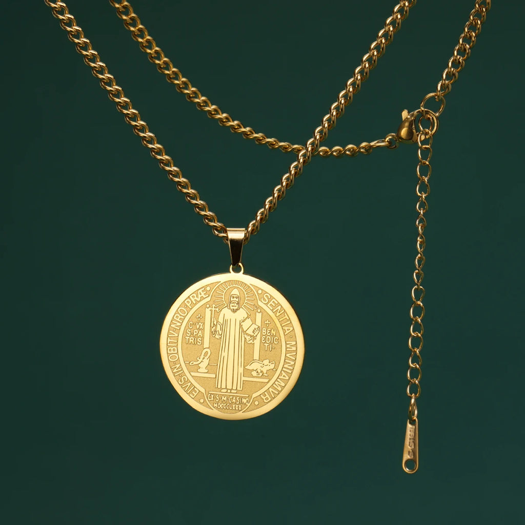 Saint Benedict Pendant Necklace — Stainless Steel