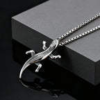 Unique Gecko Lizard Pendant Necklace for Men Male, Stainless Steel Hip Hop Animal Necklace, Fashion Jewelry Creativity Gift