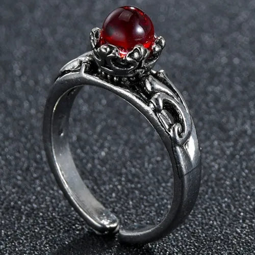 Vintage Goth Black Cross Open Ring for Men Women — Black-Tone