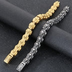 Vintage Solid Stainless Steel Bracelet for Man Men's Skeleton Jewelry Accessories 14MM Width Skull Face Head Chain