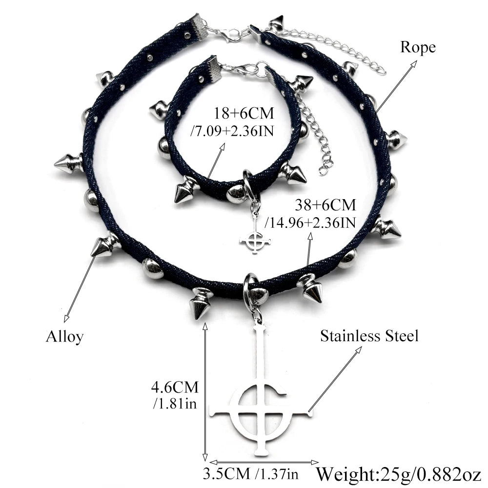 Gothic Cross Choker Necklace — Stainless Steel