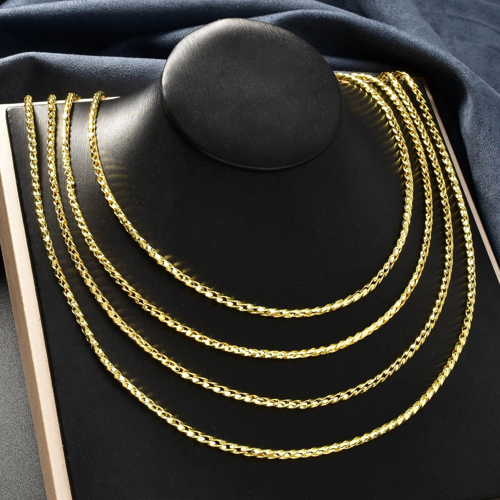 Textured Flat Woven Herringbone Chain Necklace Stackable 60cm