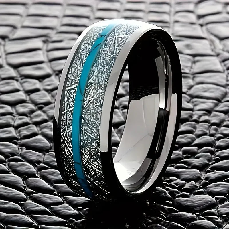 Red Personalized Couple Tungsten Carbide Ring with Spider Pattern Dome Edge,Comfortable Fit, Fashionable Daily Item,Wedding Ring