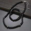 8mm Matte Black Stone Necklace for Men Jewelry Natural Onyx Square Lava Beads Necklaces Fashion Rosary Jewelry