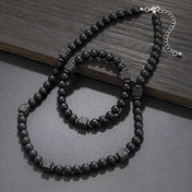 8mm Matte Black Stone Necklace for Men Jewelry Natural Onyx Square Lava Beads Necklaces Fashion Rosary Jewelry