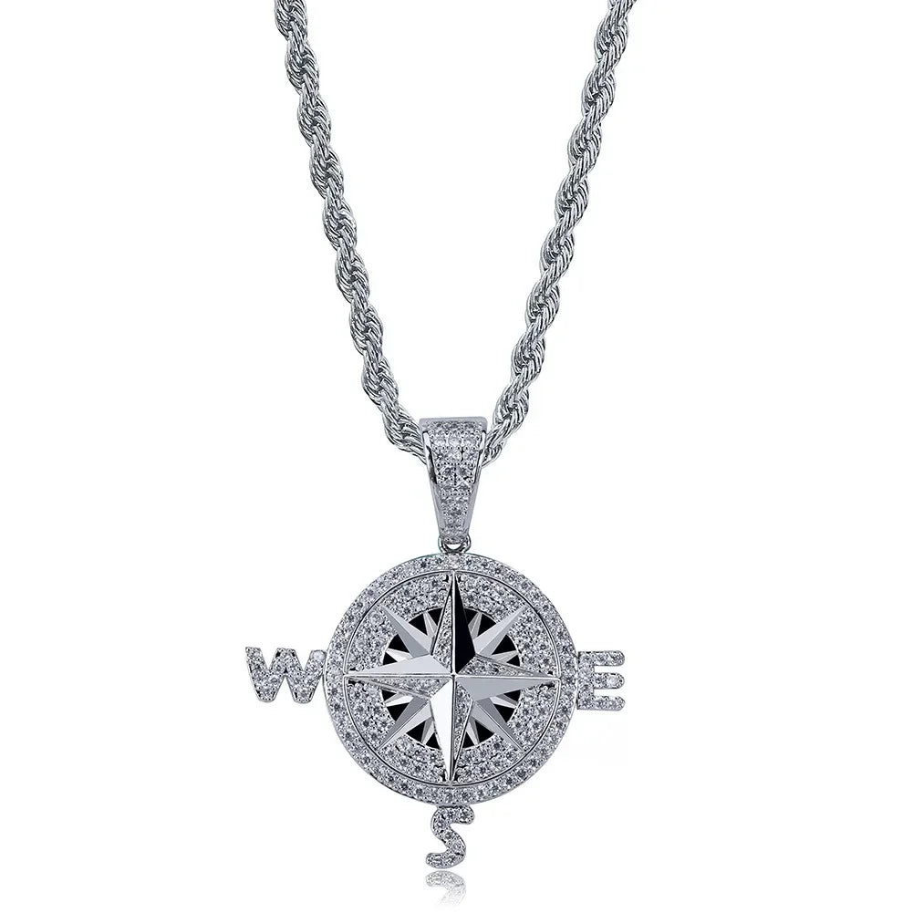 Quality Fashionable Medal Necklace Pendant Pirate Ship Compass Personality Men's Necklace Pendant Hip Hop Jewelry Trend