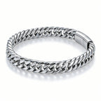 Men's Hip Hop Cuban Chain Bracelet Stainless Steel Wristband Magnetic Clasp Punk Style Trendy Fashion Jewelry Gift for