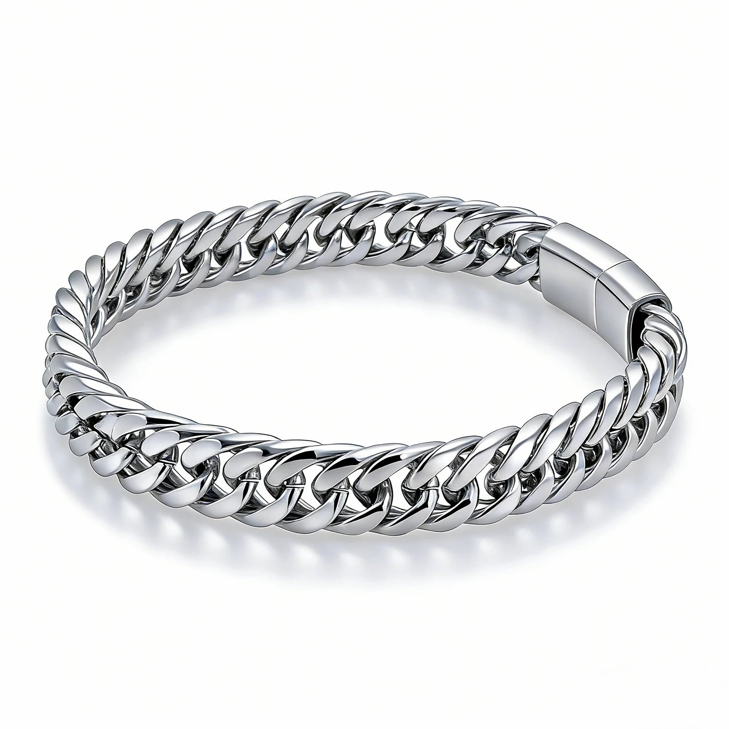 Men's Hip Hop Cuban Chain Bracelet Stainless Steel Wristband Magnetic Clasp Punk Style Trendy Fashion Jewelry Gift for