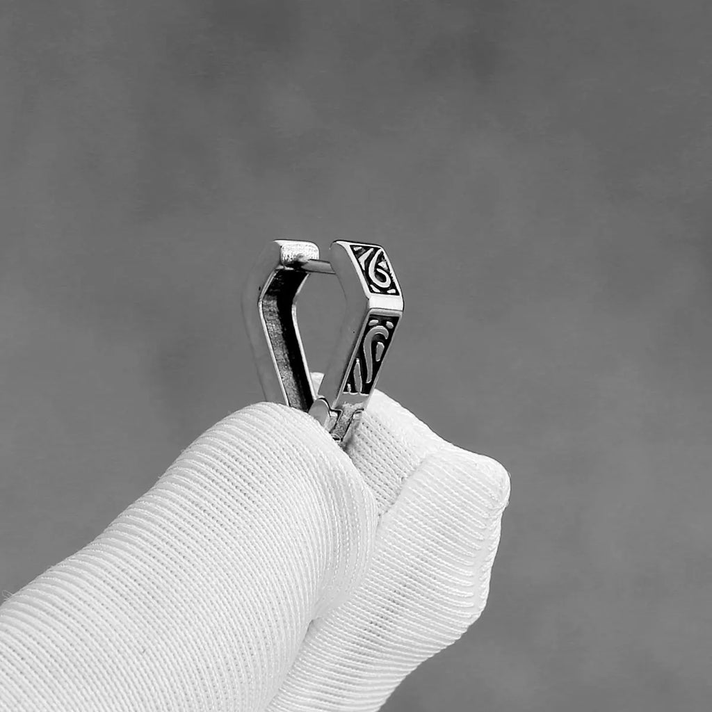 Viking Minimalist Hoop Earrings for Men Punk — Stainless Steel