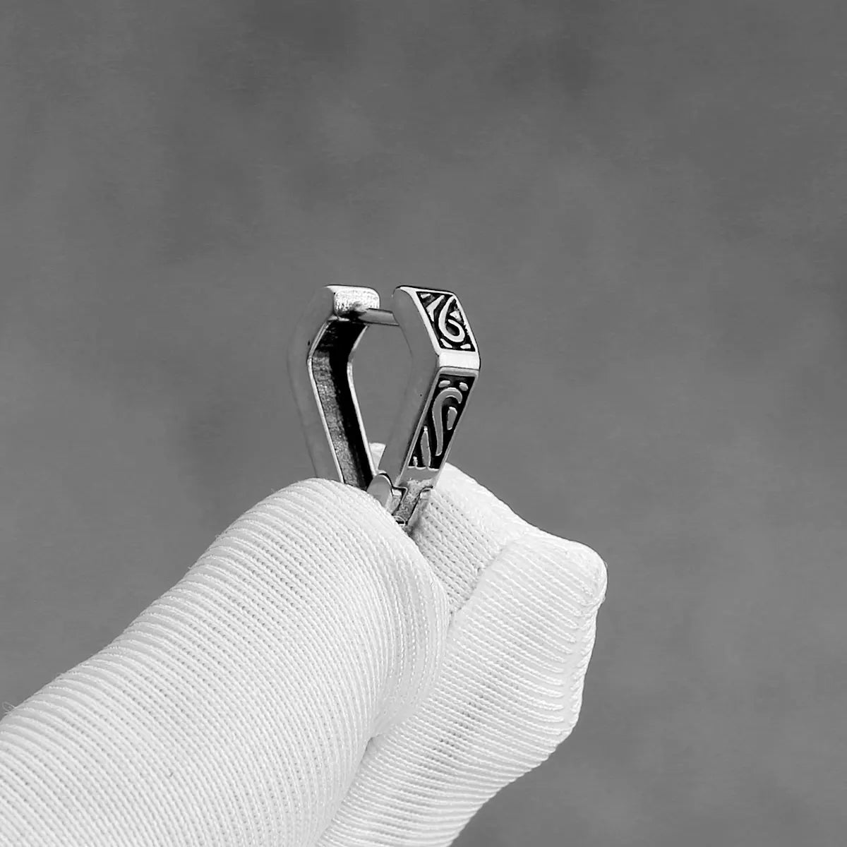 Viking Minimalist Hoop Earrings for Men Punk — Stainless Steel